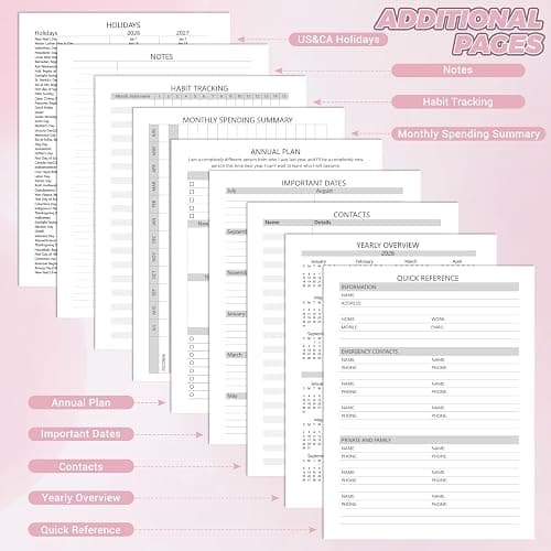 Academic Planner 2026-2027 (8.5" x 11") - Weekly & Monthly Planner (Jul. 2026 - Jun. 2027), Column View Calendar Organizers, Hardcover Agenda Book with Tabs for Office & School, Pink thumbnail 7