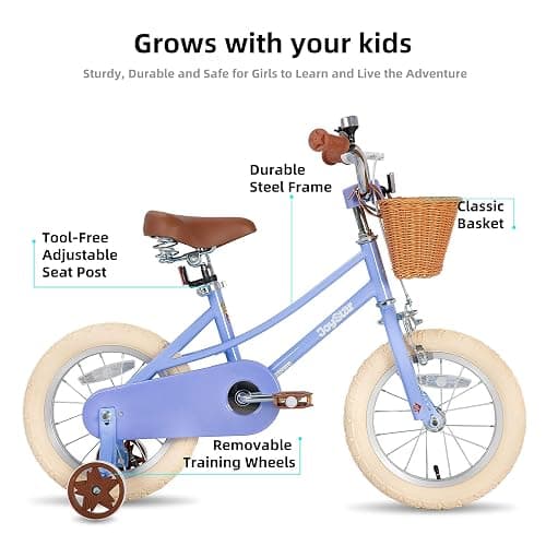 JOYSTAR Girls Bike for 2-12 Years Old Toddlers and Kids, 12" 14" 16" 18“ 20" Retro Style Kids Bike with Training Wheels, 18 20 Inch Children Bicycle with Kickstand thumbnail 2