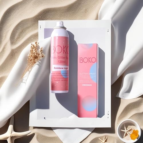 Boko Body Glitter Spray, 120ML Holographic Silver Shiny Glitter Spray for Body Hair Clothes, Quick-Drying and Long-Lasting Body Shiny Glitter Hairspray for Festival Party Concert Rave Accessories thumbnail 8