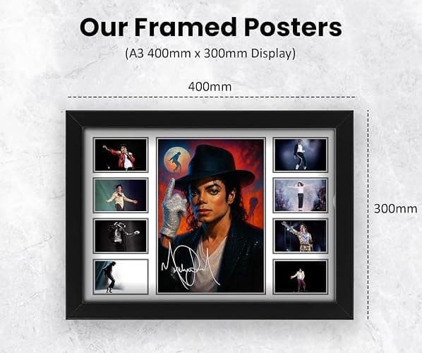 Michael Jackson Signed Poster Print - Limited Edition Autograph Fan Gift – Collectible Memorabilia Wall Art Merchandise (Framed A4 (30x21cm)) thumbnail 3