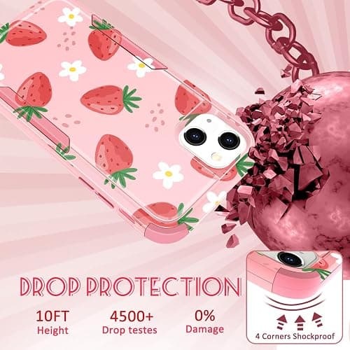 Plakill for iPhone 15 Plus/14 Plus Case - Cute Girly Girls Women Phone Cover Aesthetic Unique Design Teen Strawberry Heavy Duty Protective Shockproof Military Grade Funda for Apple 14 Plus/15 Plus thumbnail 3