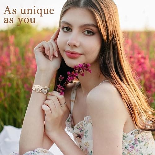 Witzon Floral Band Compatible with Apple Watch Bands For Women 40mm 41mm 38mm 42mm 44mm 45mm 46mm 49mm, Engraved Cute Flower Silicone Dressy Strap for iWatch Series 11 10 9 8 7 6 5 4 3 2 SE Ultra thumbnail 2