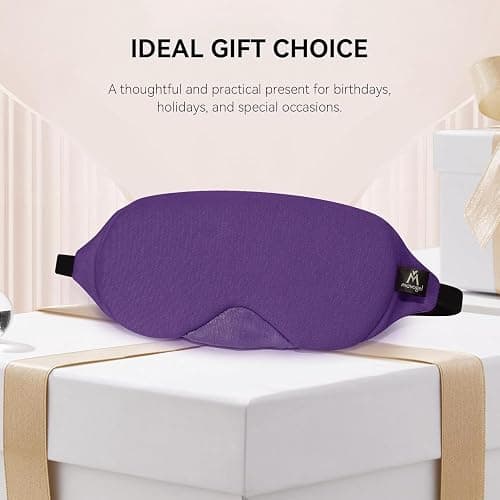 Mavogel Cotton Sleep Eye Mask, Breathable Light Blocking Sleep Mask | Soft Comfortable Night Eye Mask for Men Women, Eye Cover for Travel/Sleeping/Shift Work, Includes Travel Pouch (Purple) thumbnail 7