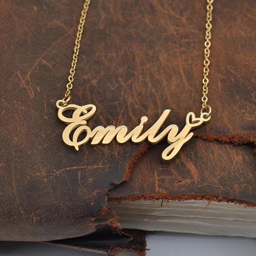 Aoloshow Personalized Heart Name Necklace Gold Custom Any Names Stainless Steel Jewelry for Womens Graduation thumbnail 6