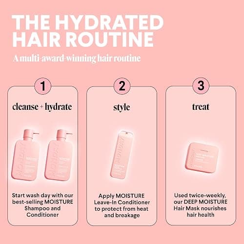 MONDAY HAIRCARE Moisture Shampoo + Conditioner Set for Dry, Coarse, Stressed, Frizzy Hair, Made with Coconut Oil, Rice Protein, Shea Butter and Vitamin E, All Natural, 12 fl oz (Pack of 2) thumbnail 8
