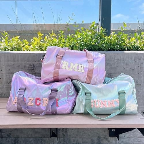 Custom Dance Bag for Girls with Sew Chenille Letter Name, Personalised Sport Duffle Bag for Gym Ballet with Wet Dry Pockets&Shoe Compartment, Travel Duffel Bag,Overnight Bag, Bridesmaid Gift,Birthday thumbnail 2