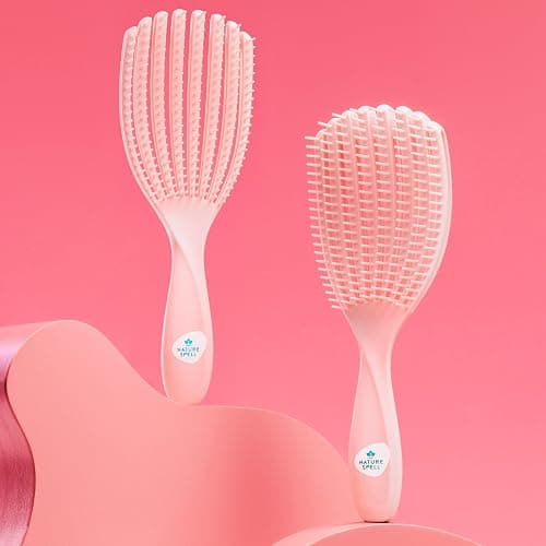 Nature Spell FlexiFlow Detangling Hair Brush, Flexible Strands for Gentle Brushing, Eliminates Knots & Reduces Breakage, Suitable for All Hair Types, Pink thumbnail 4