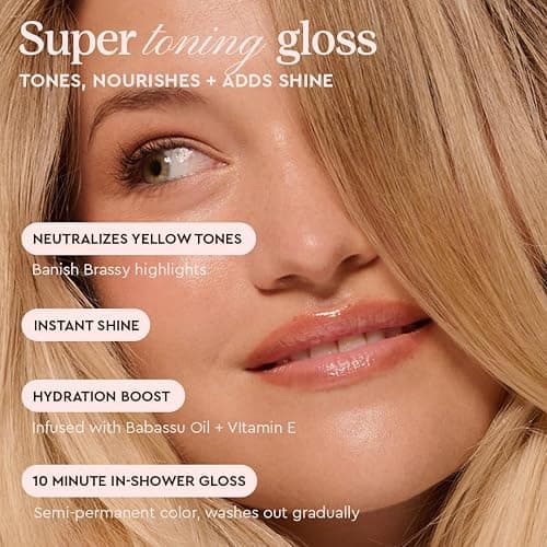Glaze Supergloss Purple Toning Gloss: Hydrating, toning gloss for blonde, bleached & highlighted hair. Neutralizes yellow tones, boosts shine, conditions in 10 minutes - 6.4 fl oz - Pearl Blonde thumbnail 4