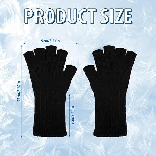 SATINIOR 2 Pair Unisex Winter Half Finger Gloves Knitted Fingerless Mittens Warm Stretchy Gloves in Common Size thumbnail 2