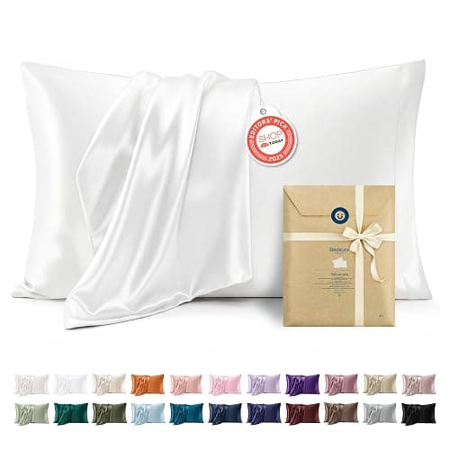 Bedsure Satin Pillowcases Queen Set of 2, Similar to Silk Pillow Case White | Reduces Hair Frizz & Skin Friction, Decorative Covers, Room Decor, Gifts for Women Men, Envelope Closure, Cooling, 20" x 30" - Image 1