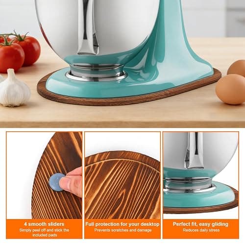 Wooden Mixer Slider Mat for 4.5-5 Qt Stand Mixers, Wood Anti-Slip Tray Mixer Base Pad Countertop Protector for Home Kitchen thumbnail 6