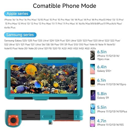 2026 Upgrade Universal Waterproof Phone Case for Snorkeling and Diving [50ft/15m] Underwater Phone Case for iPhone 17/16/15/14 Pro Max and Galaxy S25/S24/S23 Universal Underwater Photo & Video Blue thumbnail 4