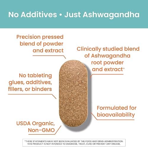 Himalaya Organic Ashwagandha Root, 60 Day Supply - Herbal Adrenal Support Supplements for Stress Relief and Energy Support - USDA Organic, Non-GMO, Vegan, Gluten Free, No Additives, 670 mg, 60 Caplets thumbnail 4