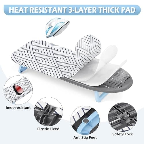 APEXCHASER Small Ironing Board Tabletop, Foldable mini Table top Iron Board | Flat folding for Travel, Heat Resistant Thick Cover, Portable & Lightweight, Easy Storage for College Dorms Apartment, 32x12 thumbnail 5