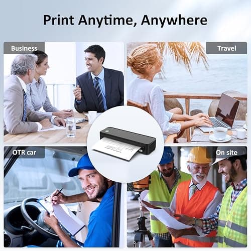 Gloryang Inkless Portable Printer for Travel, Wireless Thermal Printer Supports 8.5 x 11 Inch Thermal Paper, Bluetooth Machine Includes Carry Case and 3 Rolls of Paper Kit, Black thumbnail 5