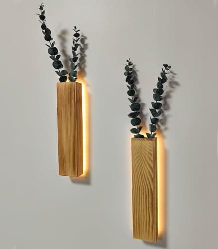Artificial Eucalyptus with LED Lights Wall Planters Rustic Wall Decor with Lights Wall Sconces Fake Vines for Room Decor Home Bedroom Living Room Bathroom Hanging Vase (Natural) thumbnail 6