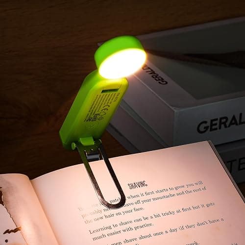 VAVOFO USB Rechargeable Book Light, Blue Light Blocking, Amber Light Clip On Bookmark Shaped Reading Light, Eye Care 6 LEDs Book Light for Bookworms Reading in Bed with 9 Lighting Modes (Neon Green) thumbnail 2