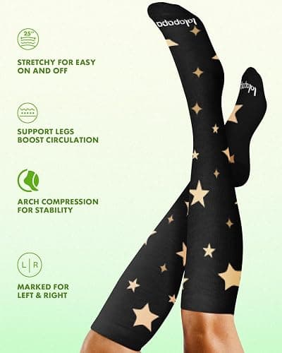 Lalapapa Bamboo Viscose Compression Socks for Women Men 2 Pairs 15-20mmHg Knee High Compression Socks Travel Nurse thumbnail 6