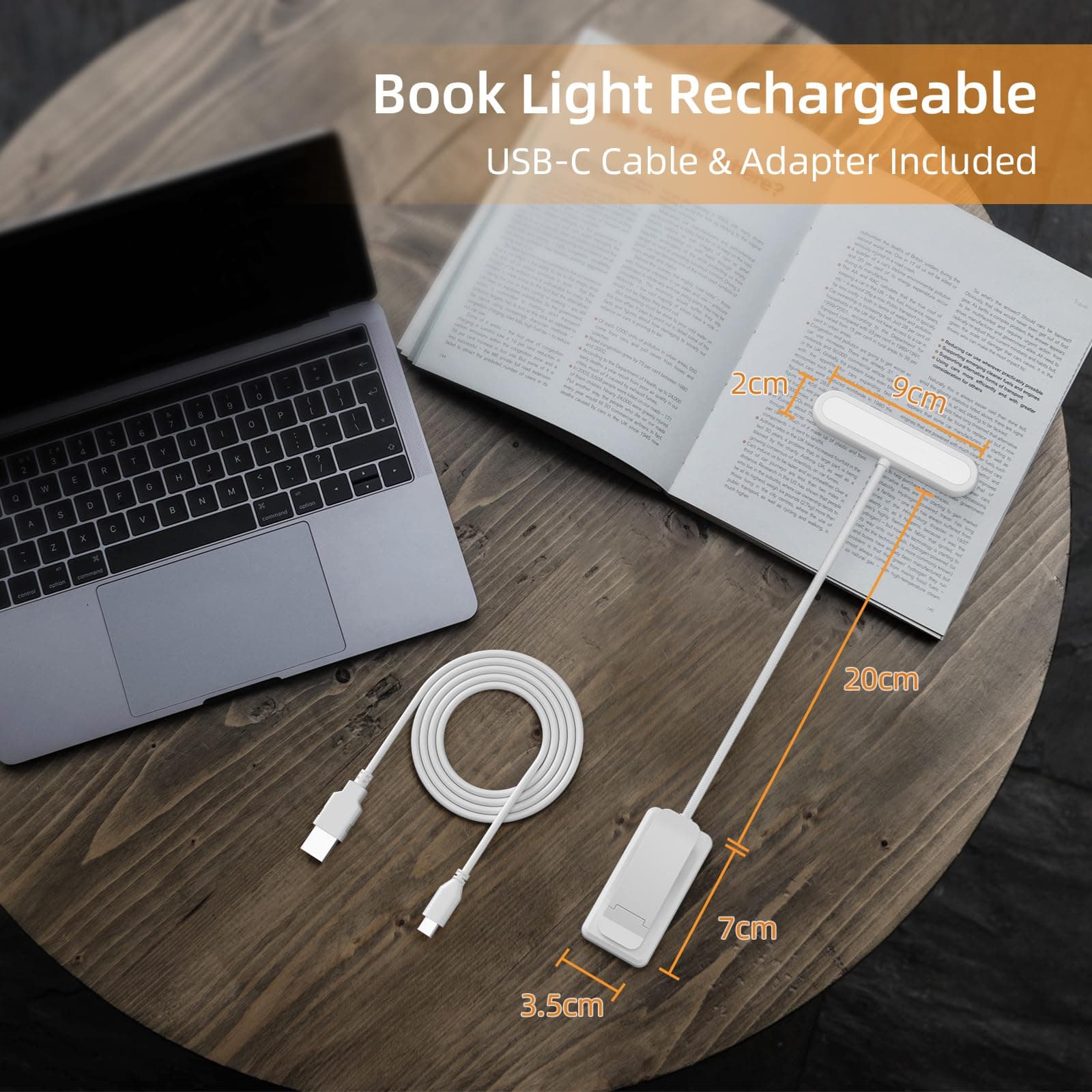 iFalarila Book Lamp, Rechargeable Reading Lamp for Bedtime Reading with 3 Colors & 10 Brightness Dimmable, Flexible Gooseneck Small Clip on Reading Light for Children thumbnail 7