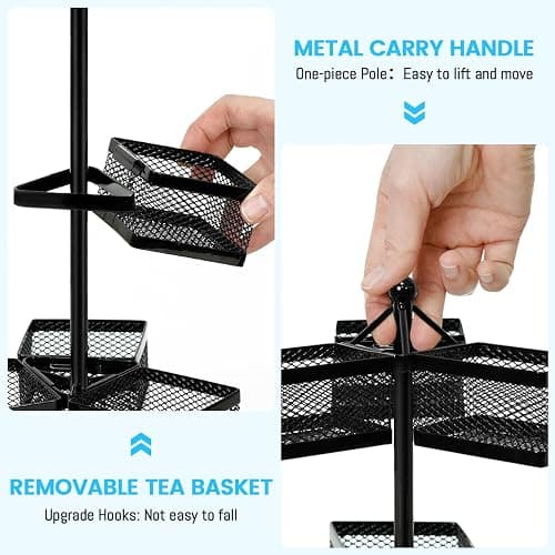 iDavosic.ly Metall Teebeutelhalter, Drehbar Teeboxen für Teebeutel Teebox Groß mit 9 Fächern, Teeregal Teebeutel Aufbewahrungsbox Tee Organizer für 108 Tea Bag (Schwarz) thumbnail 5