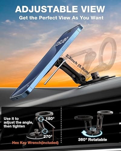 Smolink Tesla Phone Mount, All Metal Strong Magnet Magnetic Phone Holder for Car Dashborad and Tesla Model 3/Y/S/X, Foldable Hidden for MagSafe Car Mount Fit for iPhone All Phones, Black thumbnail 7