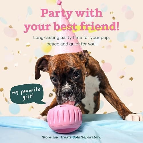 WOOF Party Pupsicle - Long-Lasting Interactive Dog Toys for Boredom - Low-Mess Design - Birthday Gifts for Dogs - Large Dog Toys - Party Pink thumbnail 2