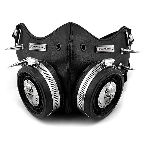 crazy hunter Steampunk Mask Cosplay Skull Masque Men/women Gothic Leather Mask thumbnail 3