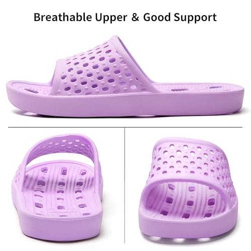 Xomiboe Shower Shoes Quick Drying Non-Slip Comfortable Men Women House Slippers - 6-7 Women/5-5.5 Men - Black thumbnail 5