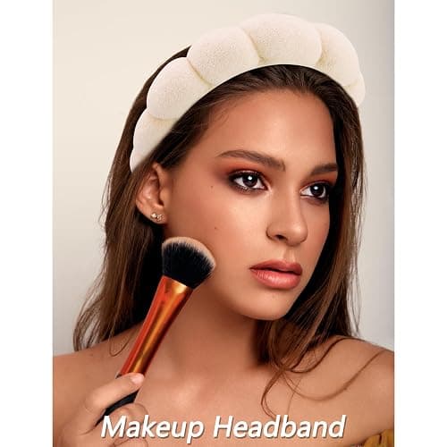 VELSCRUN 6 Pack Spa Headband, Makeup Headband, Face Wash Headbands, Skincare Headbands, Brown Sponge Hair Band Bow Tie Spa Head Band for Washing Face Wristband Set Hair Accessories for Women thumbnail 3