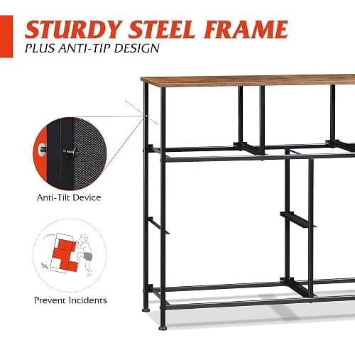WLIVE 7 Drawer Dresser TV Stand, Entertainment Center, Media Console Table with Metal Frame and Wood Top for TV up to 45 inch, Chest of Drawers for Bedroom, Living Room, Black and Rustic Brown thumbnail 8