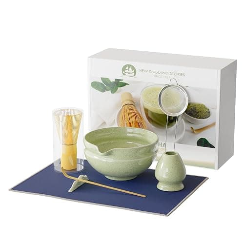 Matcha Whisk Set, Perfect Matcha Kit for Matcha Lovers Includes Ceramic Bowl, Bamboo Whisk, Holder, Scoop, Sifter & Cloth - 7 Pcs Matcha Kit - Image 1