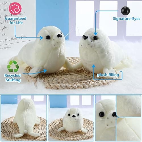 Sosation 4 Pcs Seal Plush Toy Seal Stuffed Animal White Chubby Seal Animal Doll Cute Seal Hug Pillow Plush Toys Set for Boy Girls Babies Toddlers,10 Inch, Room Decor thumbnail 5