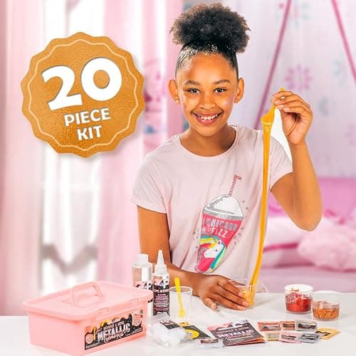 Original Stationery Mini Metallic Shimmer and Shine Slime Kit for Girls, Amazing Slime Making Kit for Girls Age 10-12 to Create Metallic Gold Slime thumbnail 7