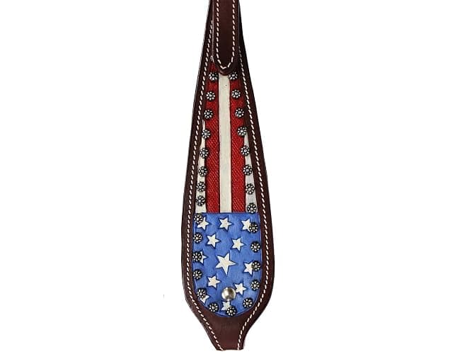 Tahoe Tack Patriotic Hand Painted American Flag Western Browband Headstall with Matching Reins thumbnail 3