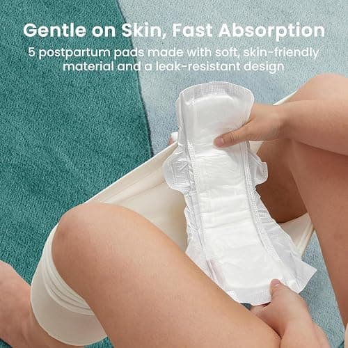GROWNSY 15pc Postpartum Essentials Recovery Kit for Women, Green | Includes 5 Postpartum Pads, 5 Disposable Underwear, 2 Ice Packs, Peri Bottle, Perineal Spray & 28 Cooling Pad Liners thumbnail 6