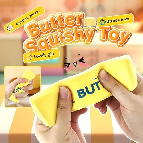Butter Toy, Slow Rebound Butter Stick Stress Ball Soft Butter Block Stress Relief Sensory Fidget Toys for Kids Adults Office Home (A) thumbnail 6