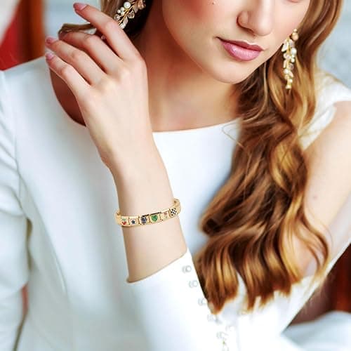 Italian Charm Bracelet, Gold Nomination Bracelet with Opening Tool and 10 Pack Detachable Charms Stainless Steel Italian Charm Bracelet Fits All Classic Links Bracelet for Women Jewelry Gifts thumbnail 7