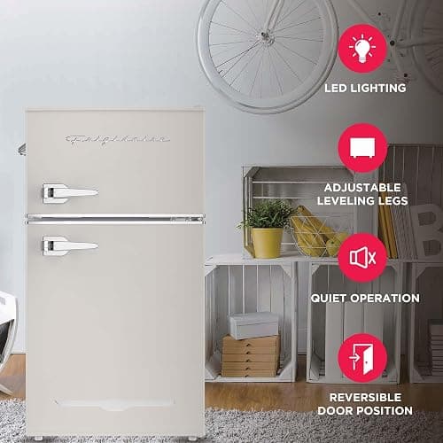 Frigidaire EFR840-Cream EFR840 Retro Mini Fridge with Freezer & Side Bottle Opener-Small 2 Door Refrigerator for Office Bar or College Dorm Room-3.1 Cu Ft (Cream) thumbnail 5