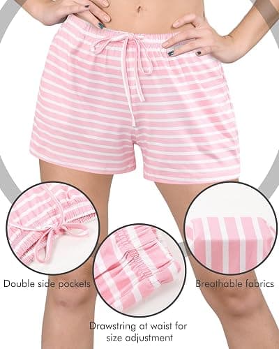 Chuarry 6 Pack Women Pajama Short Soft Comfy Lounge Short Sleep Shorts Bottom with Pockets thumbnail 4