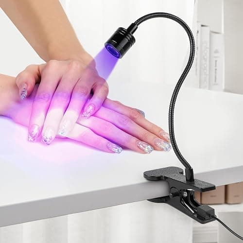 AiQInu Lampe UV Ongles Gel, LED Lampe Pose Americaine Ongle 3W, Ajustable Séchoirs à Ongles avec USB, avec Clip (Noir) thumbnail 6