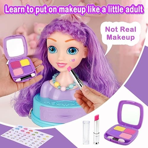 Kryonixty 4-in-1 Doll Head for Hair Styling Kids-9Inch,Hair Salon Toys Makeup Kit Princess Accessories Pretend Play Toys Birthday Gifts for 3-8 Year Old Girls thumbnail 3