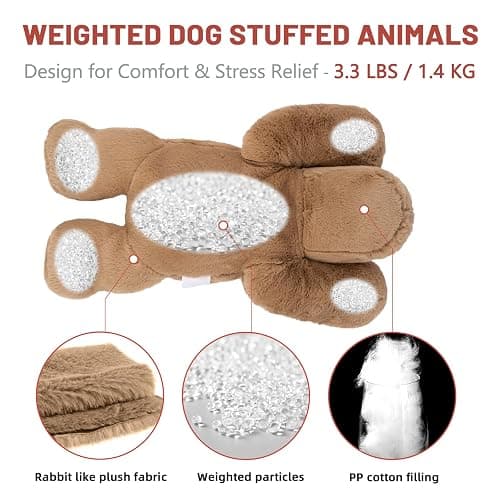 Niuniu Daddy Weighted Dog Stuffed Animals for Anxiety, 3.3lb Weighted Plush Dog Toy Pillowfort for Adults Kids Girls Boys, Large Stuffed Puppy Plush Pillow as Gift for Valentine Include Bag Sticker thumbnail 8