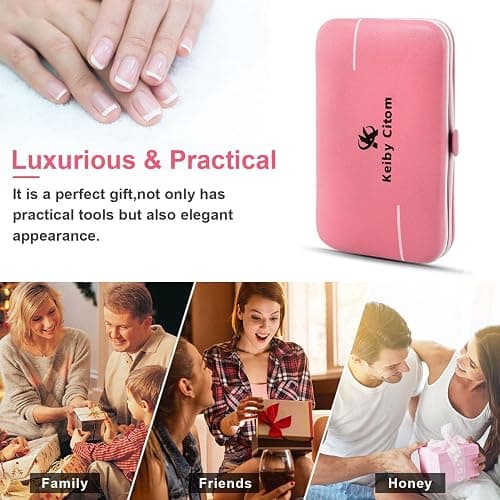 Manicure Set 10pcs Professional Nail Clippers Kit Pedicure Care Tools-Stainless Steel Grooming Tools for Travel (Pink Purple) thumbnail 7