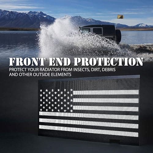 Xprite Aluminum Alloy Grill Insert Mesh with Black & White America U.S Flag Compatible with 2007-2018 Jeep Wrangler JK Stock Grille thumbnail 4