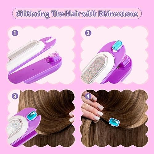 kidzkube Hair Gem Stamper Kit, Bling Hair Jewels for Girls Toys, Hair Styling Tool with Reusable Shining Diamonds, Birthday Gifts Toys for Girls Ages 3 4 5 6 8-12 (Purple) thumbnail 2