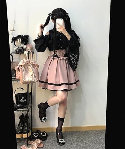 Cuteighteen Lolita Kawaii Lace Up Mini Rock Frauen Goth Tennis Plissee Hohe Taille Nette Rüschen Eine Linie Schule Mädchen Röcke thumbnail 3
