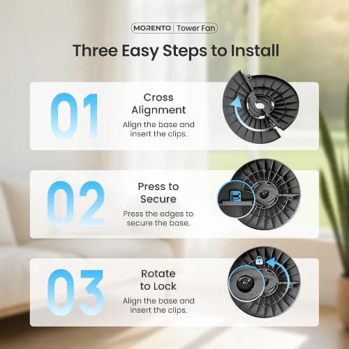MORENTO 36-Inch Smart Tower Fan with Remote, 25ft/s Standing Fan with WiFi, App & Voice Control, 4 Modes, 4 Speeds, 12-Hour Timer, 90° Oscillating Fan for Bedroom and Office, Black, 1 Pack thumbnail 8