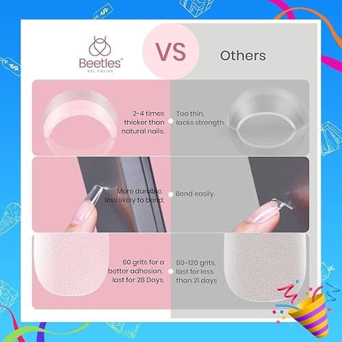 Beetles Short Square Gel Nail Tips 12 Sizes 288 PCS Half Matte Full Cover False Nails Clear Acrylic Nails Glue on Nails for Girls Women DIY Nail Extension thumbnail 4