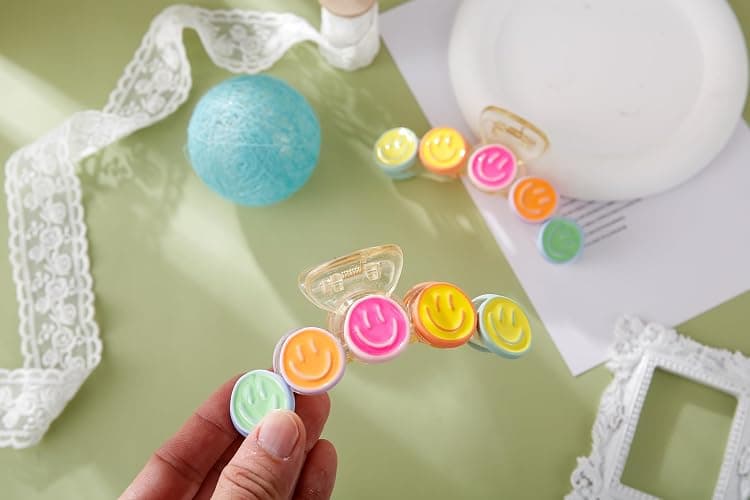 AACKS Colorful Y2K Hair Claws, Jaw Clamps and Clips - Smile Face Accessories for Girls' Summer Beach thumbnail 6