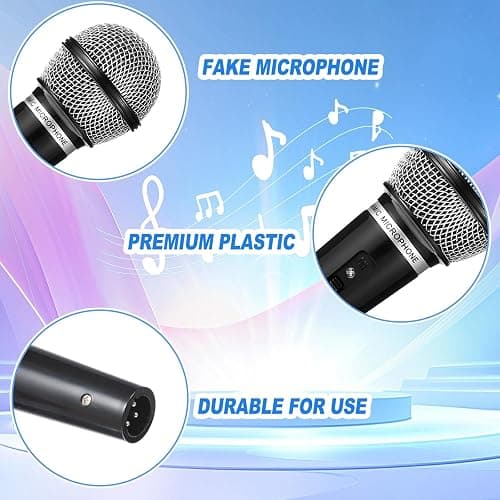 Gjinxi Fake Microphone Props Plastic Fake Microphone Realistic Plastic Microphones Prop Pretend Play Mic Prop Black Stage Mics Tool for Karaoke Halloween Stage Costume Favors Birthday Party thumbnail 3